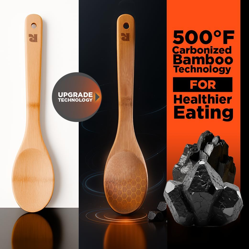 Carbonized Bamboo Spatula Set, Wood & Bamboo Cooking Spatulas