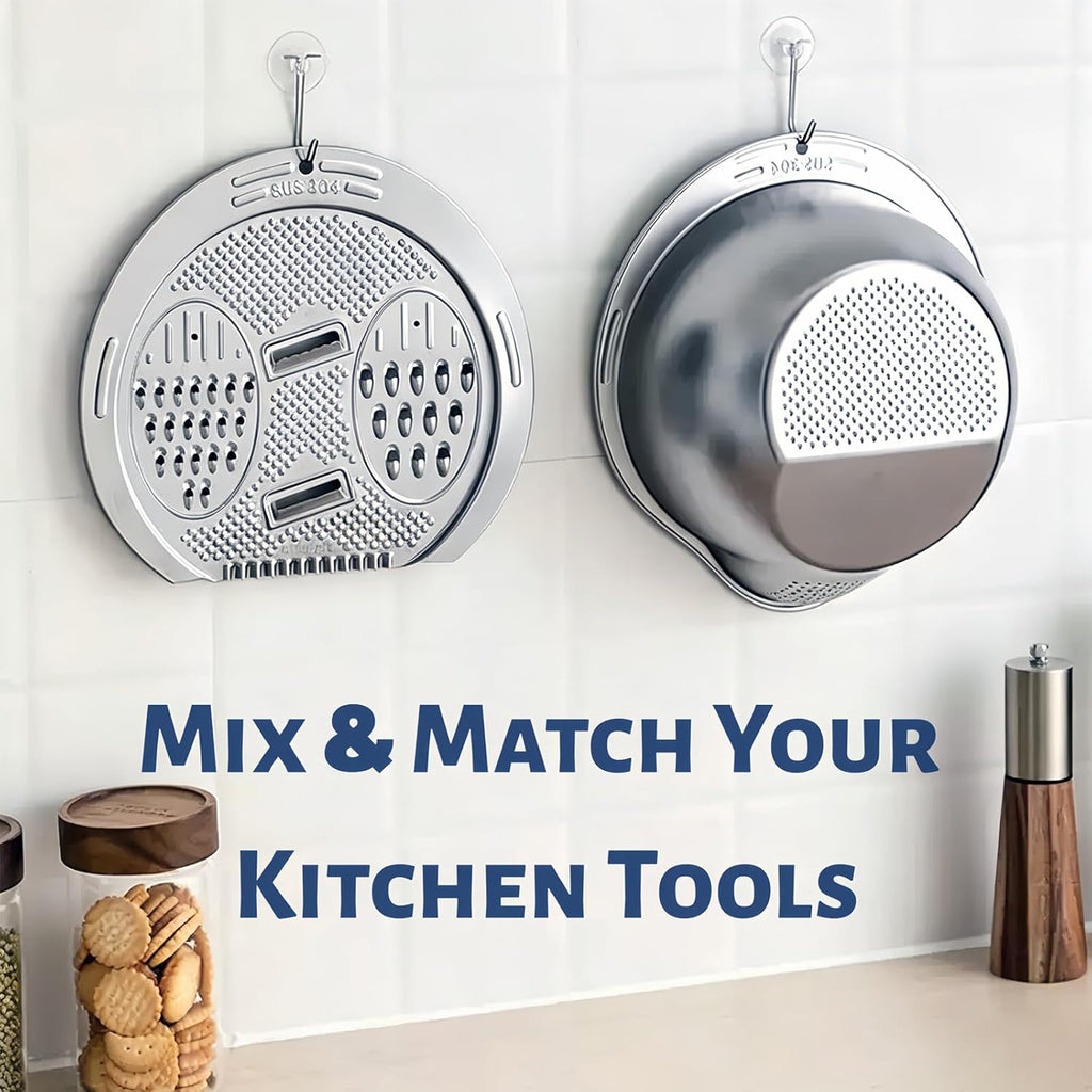 Rice Washer Strainer Bowl Stainless Steel Colander with Side Drainer | Ideal for Soaking, Washing, Cleaning, and Rinsing Rice, Fruits, Vegetables & Beans, Versatile Kitchen Tool