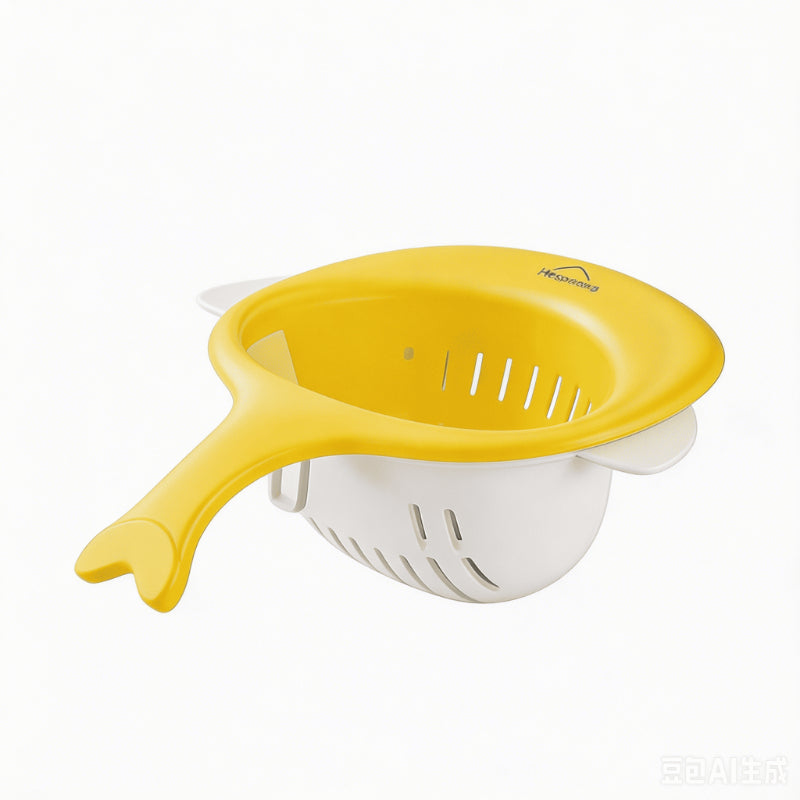 Cute Whale Drain Basket with Handle, Kitchen Food Scraps Strainer