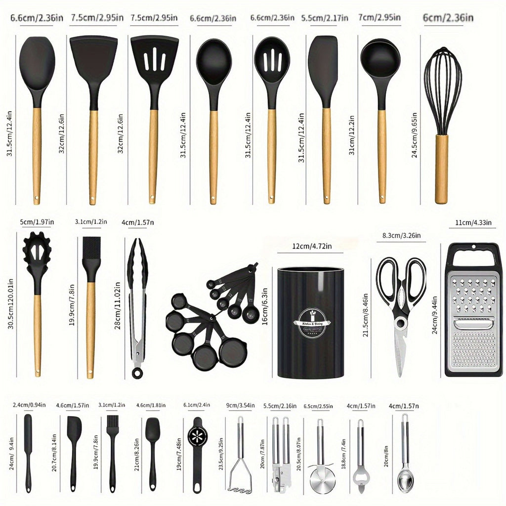 Heat Resistant Food-Grade Silicone Spatula Spoon Kitchen Utensil Set for Non-Stick Pans