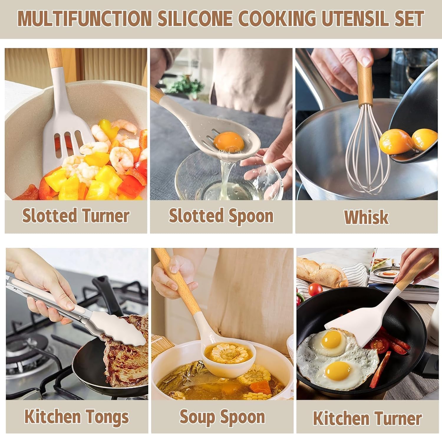 Heat Resistant Food-Grade Silicone Spatula Spoon Kitchen Utensil Set for Non-Stick Pans