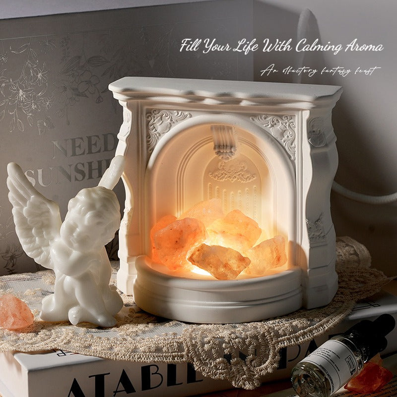 Angel Fireplace Scent Diffuser Ornament, Plaster Aroma Stone Decorative Night Lamp