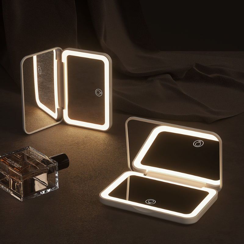 Handheld LED Makeup Mirror, Portable Illuminated Cosmetic Mirro