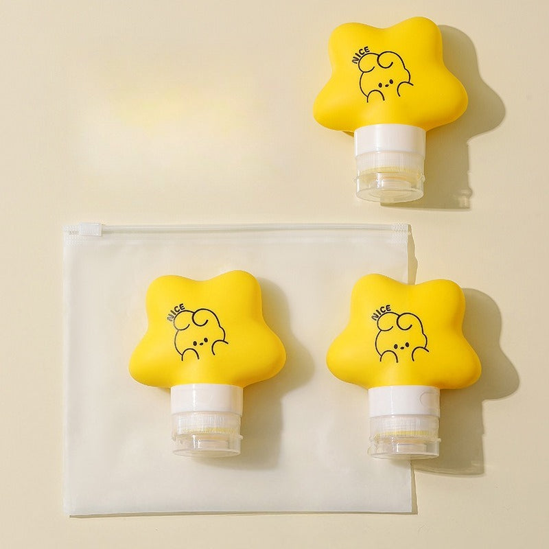 Silicone Press Leak-Proof Cartoon Portable Travel Dispenser Bottles